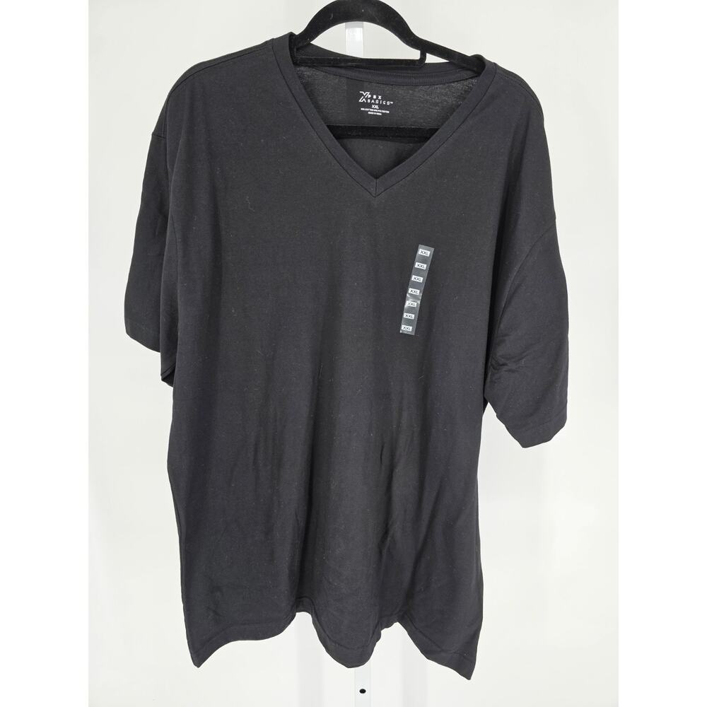 PBX Basics Mens Sz XXL Short Sleeve V Neck T Shirt Solid Black NEW